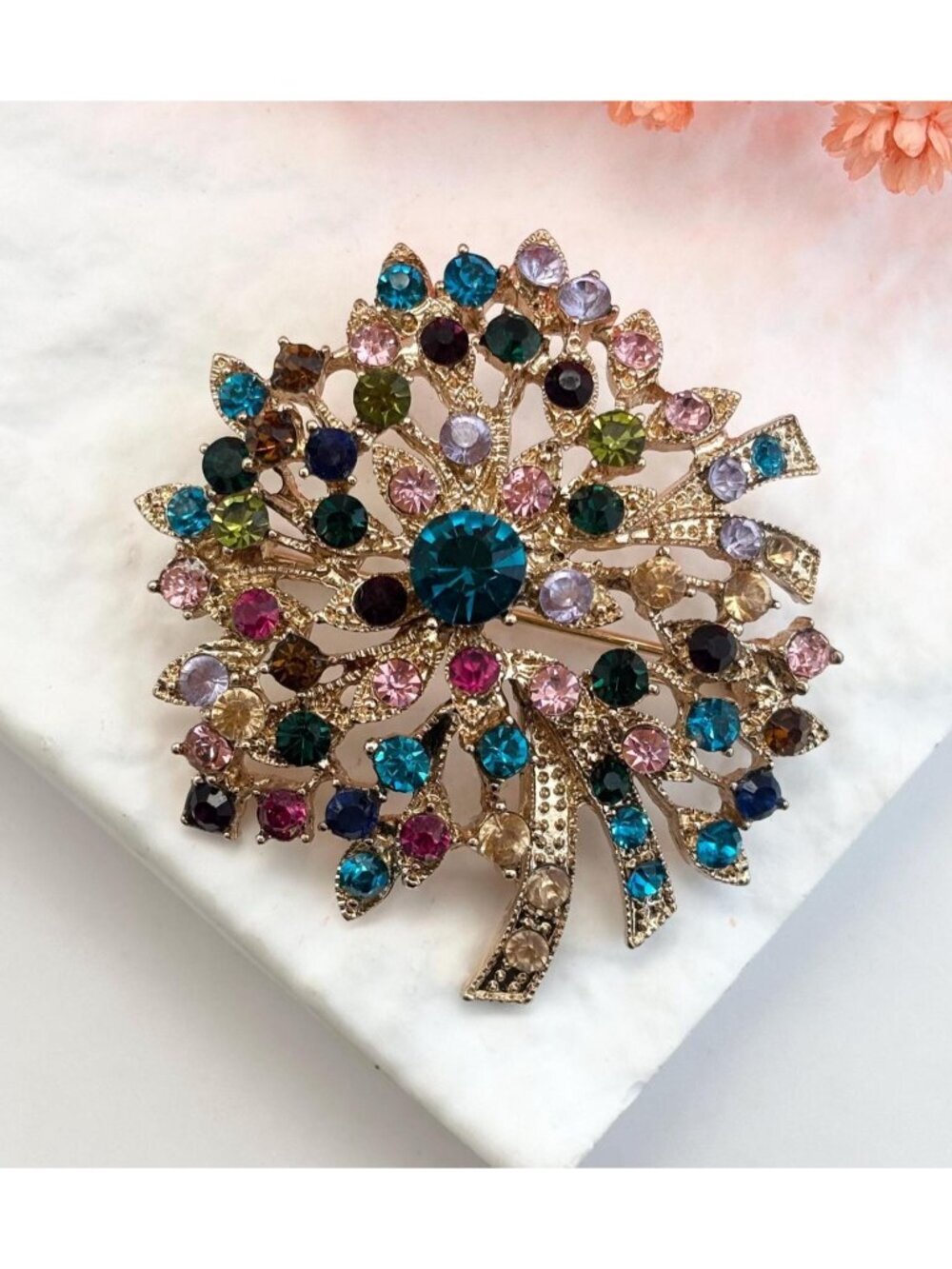 Mint Napier Designer Rainbow Gemstone Tree Vintage Costume  Brooch | Lapel Pin